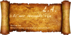 Lámer Annamária névjegykártya